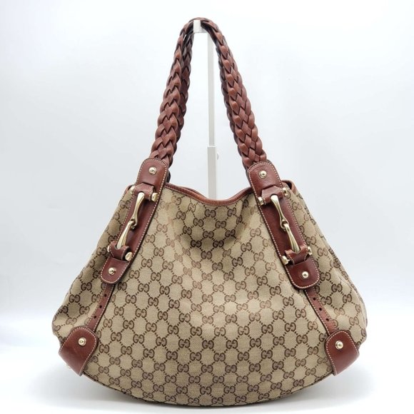 100% Authentic Gucci Leather and Canvas Brown Shoulder Bag #0650 - Picture 3 of 15